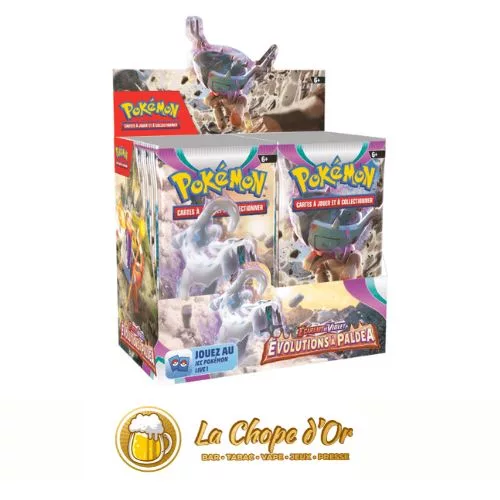 Lot de 5 boosters Pokémon Évolutions Paldea – 10 cartes par paquet, 50 cartes officielles à collectionner
